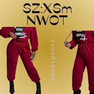 NIB Set Women's Red Joggers Seat suit Set SZ:XSM